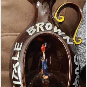 Rare Vintage Collectible Handpainted Ceramic Decanter w Hobo Little Brown Jug